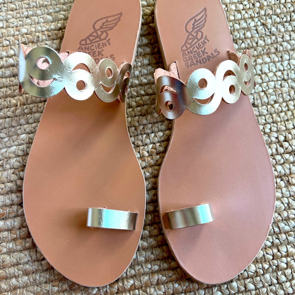 NIB Ancient Greek Sandals Notia Metallic Sz 39